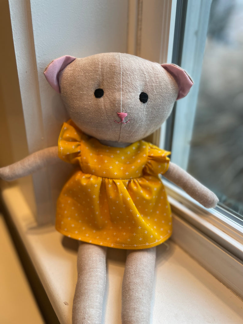 Tan Cat wearing Yellow Dress