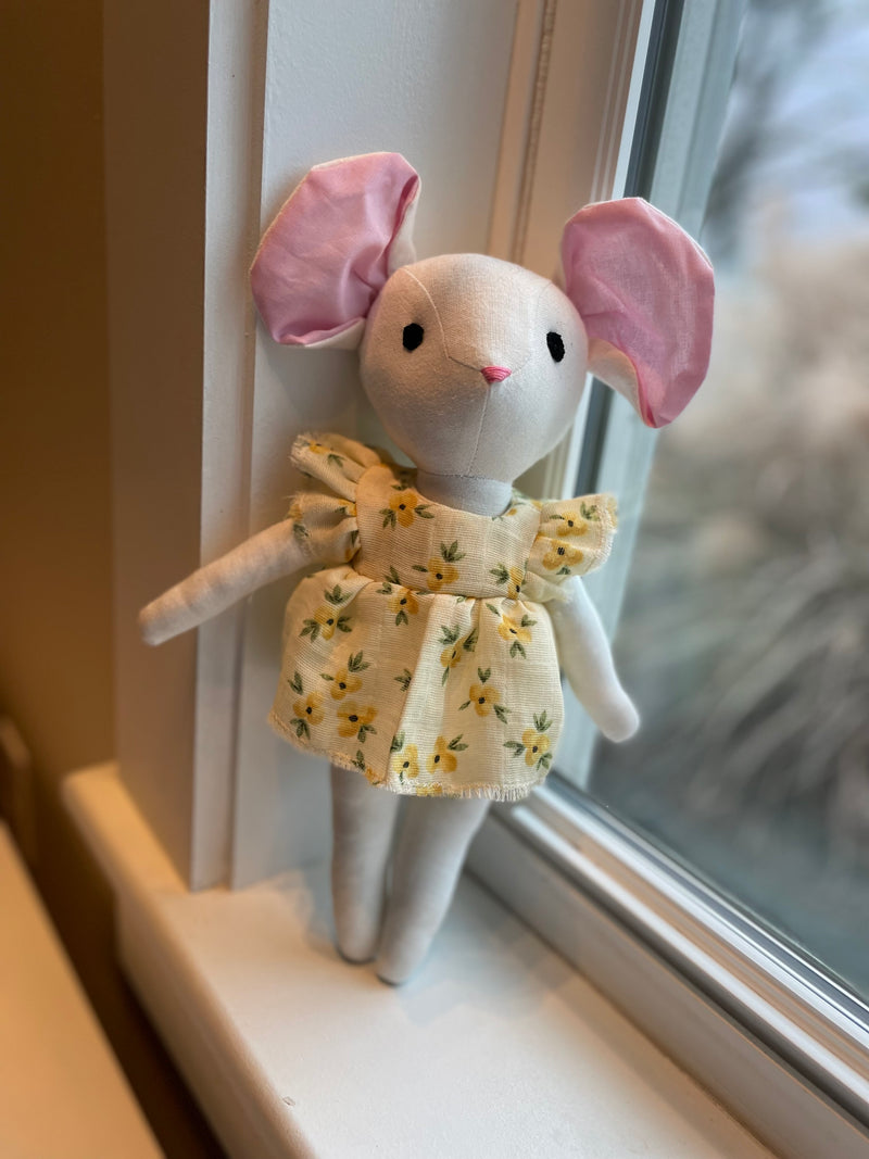White Mouse in Yellow Flowered Dress